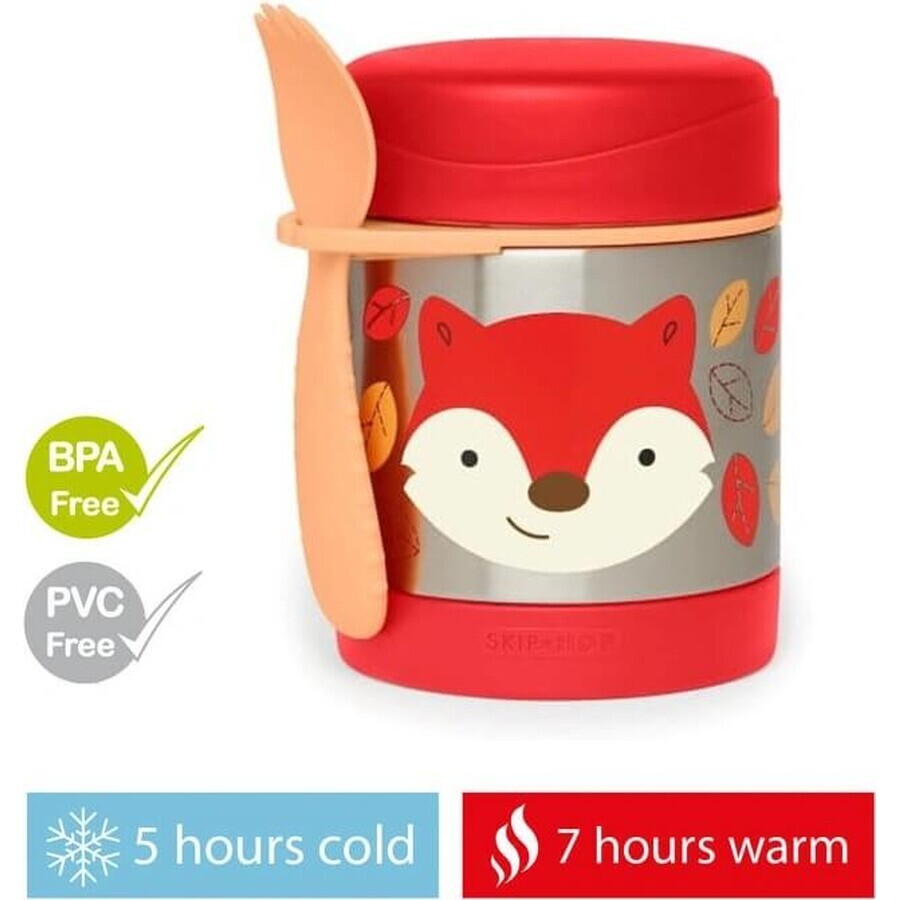 SKIP HOP Zoo Lebensmittelthermoskanne mit Löffel und Gabel Fox, 12 m+ 1×325 ml, Lebensmittelthermoskanne