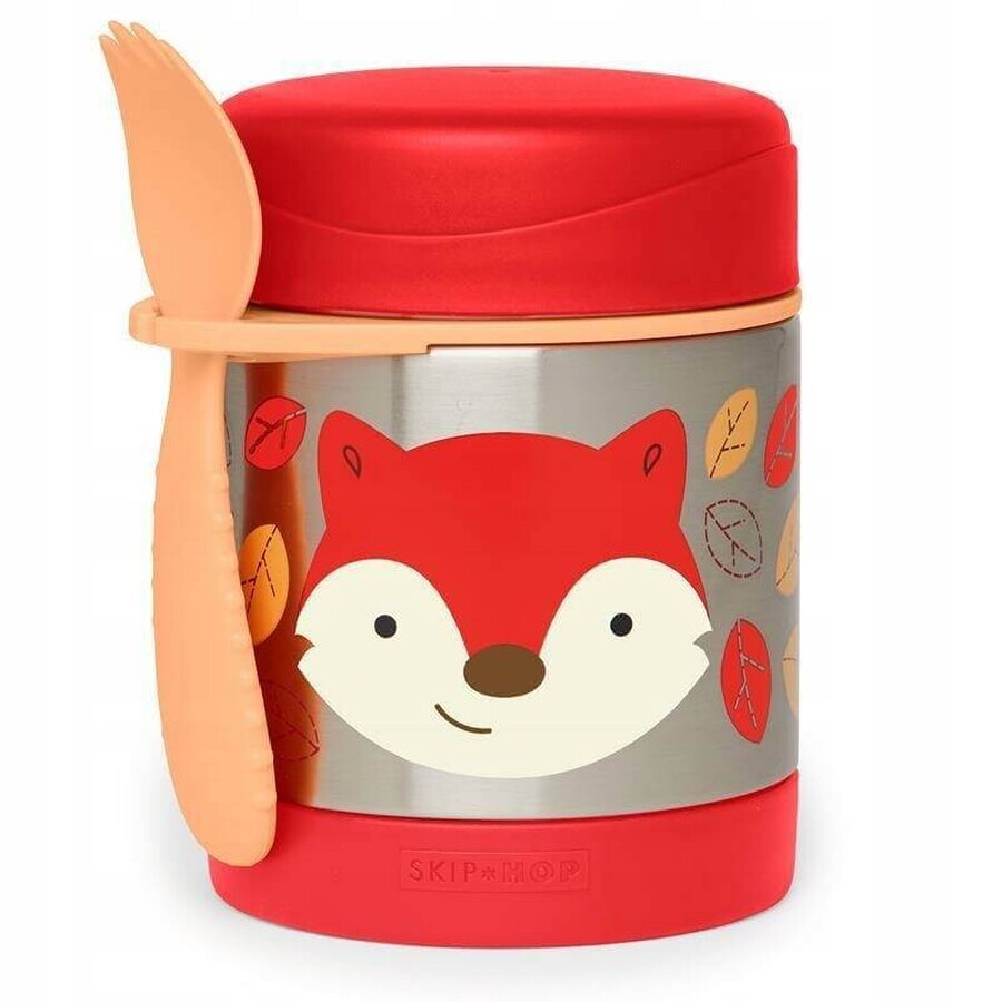 SKIP HOP Zoo Lebensmittelthermoskanne mit Löffel und Gabel Fox, 12 m+ 1×325 ml, Lebensmittelthermoskanne