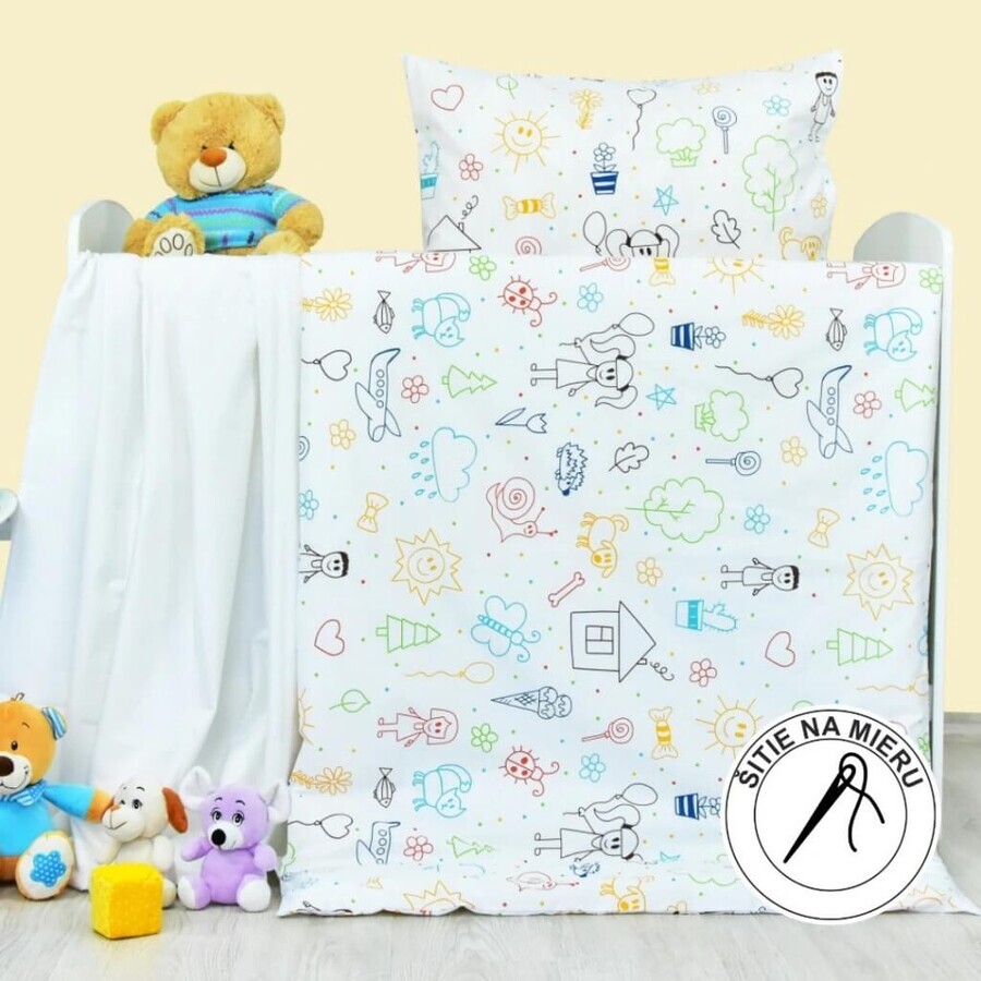 Juego de cama infantil de algodón EMI Happy blanco 1×1, ropa de cama infantil