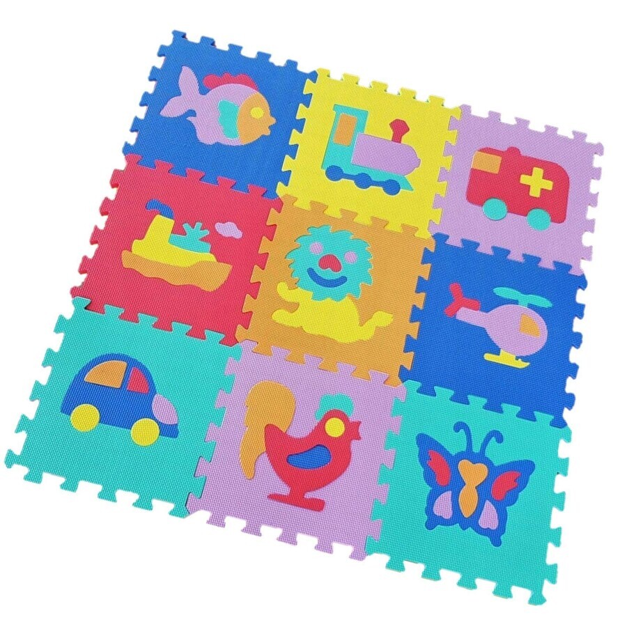 FOAM MASTER TRADING Foam mat animale și vehicule 1×9 buc, spumă puzzle