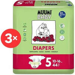 Muumi Baby 5 Maxi+ 10-16 kg, pachet lunar de scutece ecologice 1×132pcs, Scutece ECO