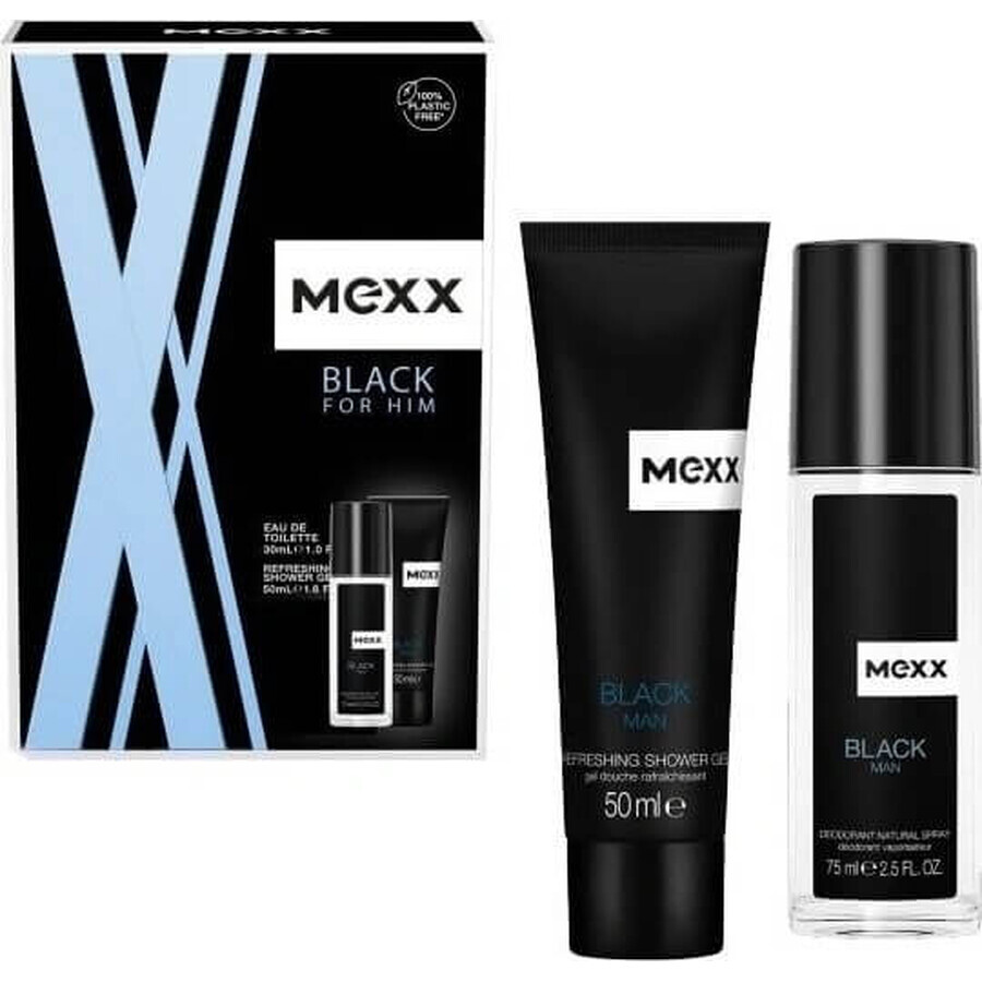 MEXX BLACK MAN deodorant 75ML + douchegel 50ML 1×1pc, cosmeticaset voor mannen