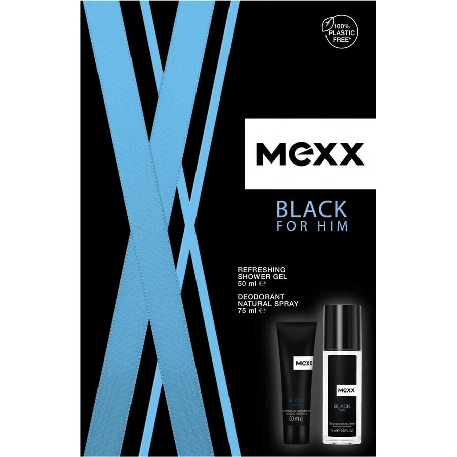 MEXX BLACK MAN deodorant 75ML + douchegel 50ML 1×1pc, cosmeticaset voor mannen