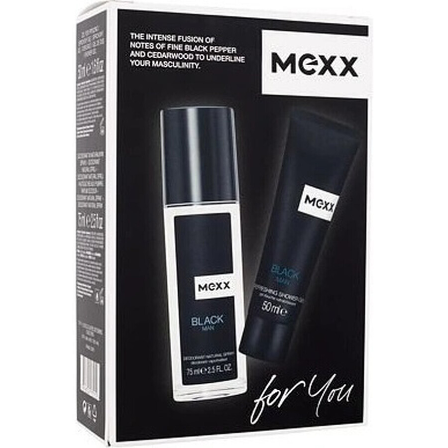 MEXX BLACK MAN deodorant 75ML + douchegel 50ML 1×1pc, cosmeticaset voor mannen