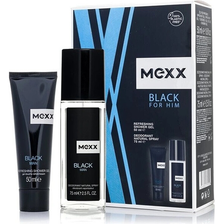 MEXX BLACK MAN deodorant 75ML + douchegel 50ML 1×1pc, cosmeticaset voor mannen