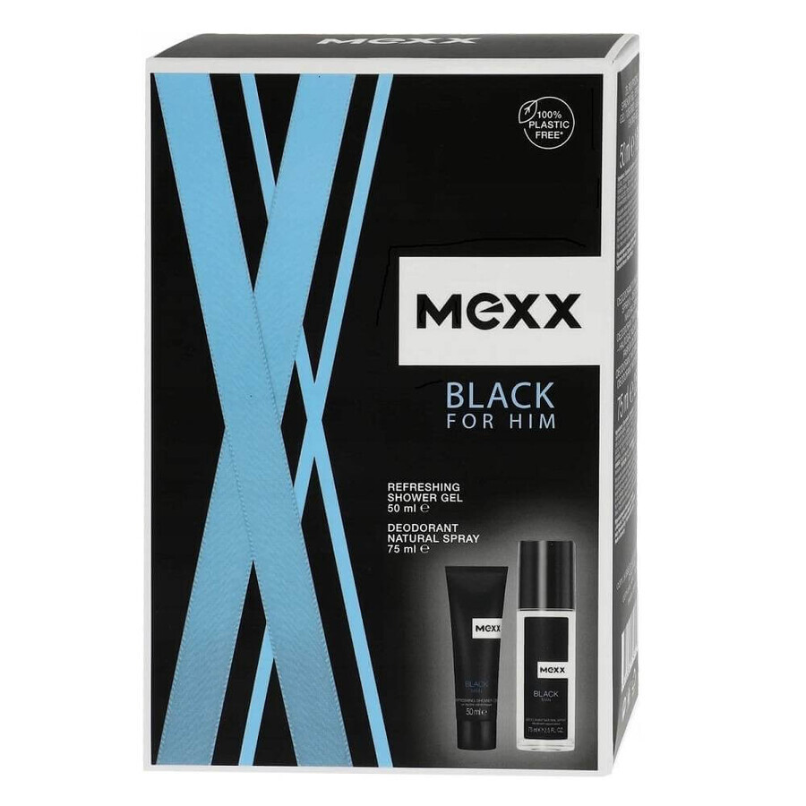 MEXX BLACK MAN deodorant 75ML + douchegel 50ML 1×1pc, cosmeticaset voor mannen