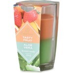 Emocio Glass Bottle 76×118 mm Scented candle with two tones of tasty fruits and Aloe Vera 1×1 pc, scented candle