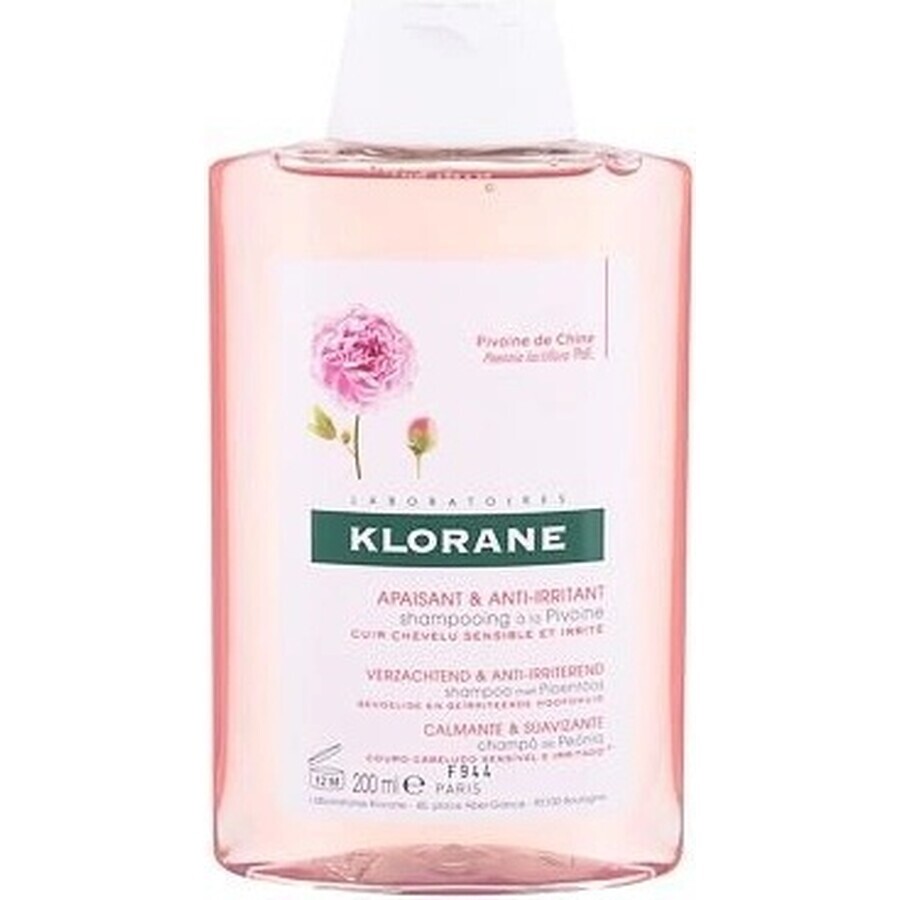 KLORANE SHAMPOO mit Bio-Pfingstrose 1×200ml, Shampoo für empfindliche und gereizte Kopfhaut