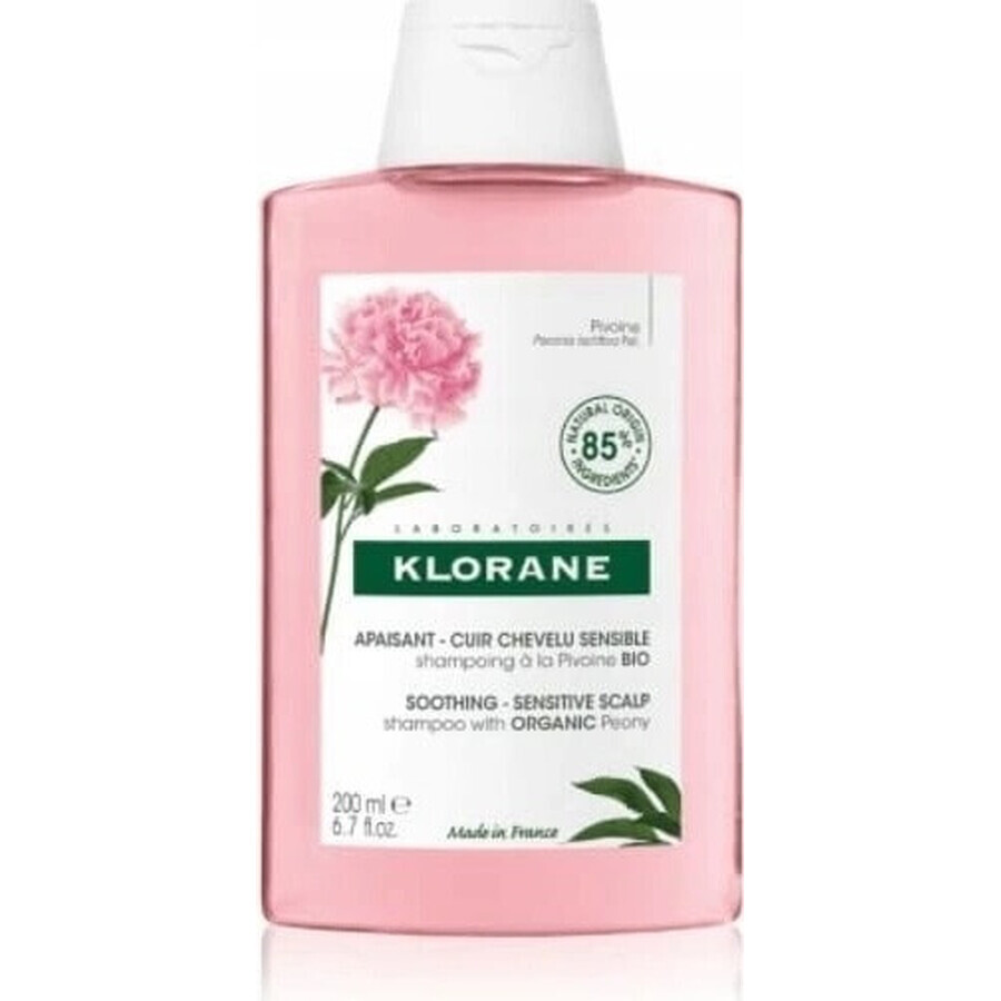 KLORANE SHAMPOO mit Bio-Pfingstrose 1×200ml, Shampoo für empfindliche und gereizte Kopfhaut