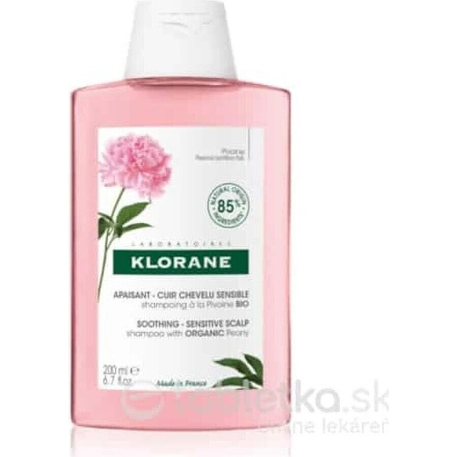 KLORANE SHAMPOO mit Bio-Pfingstrose 1×200ml, Shampoo für empfindliche und gereizte Kopfhaut