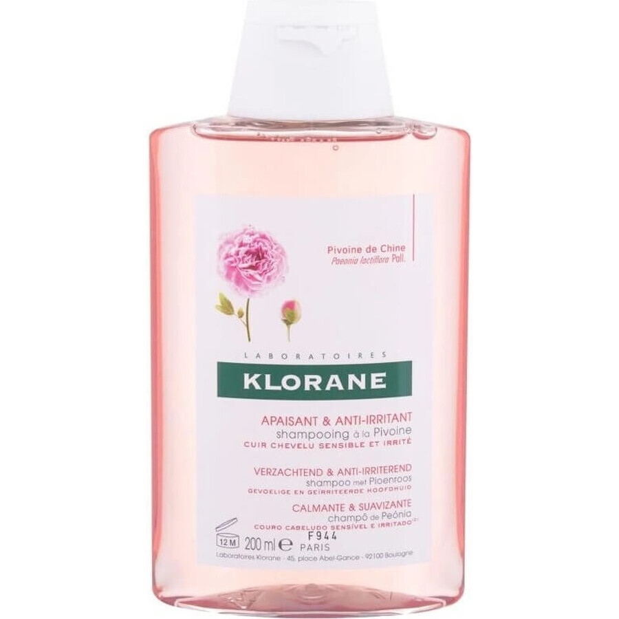 KLORANE SHAMPOO mit Bio-Pfingstrose 1×200ml, Shampoo für empfindliche und gereizte Kopfhaut