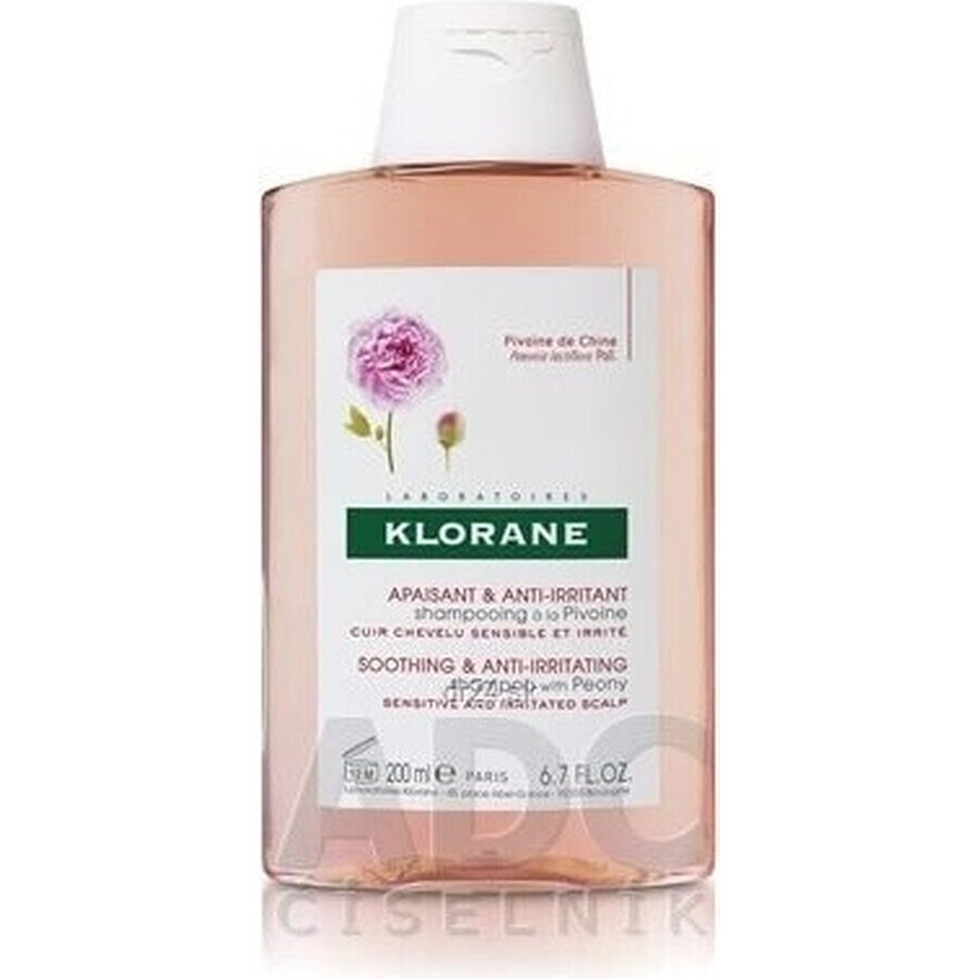 KLORANE SHAMPOO mit Bio-Pfingstrose 1×200ml, Shampoo für empfindliche und gereizte Kopfhaut