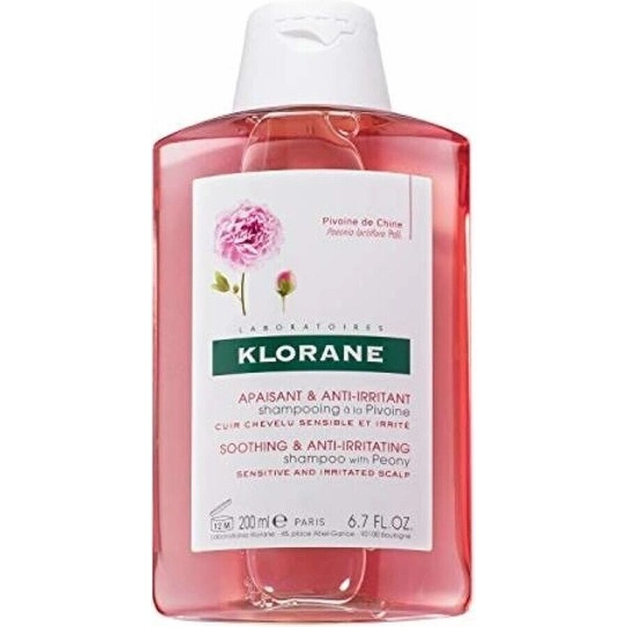 KLORANE SHAMPOO mit Bio-Pfingstrose 1×200ml, Shampoo für empfindliche und gereizte Kopfhaut