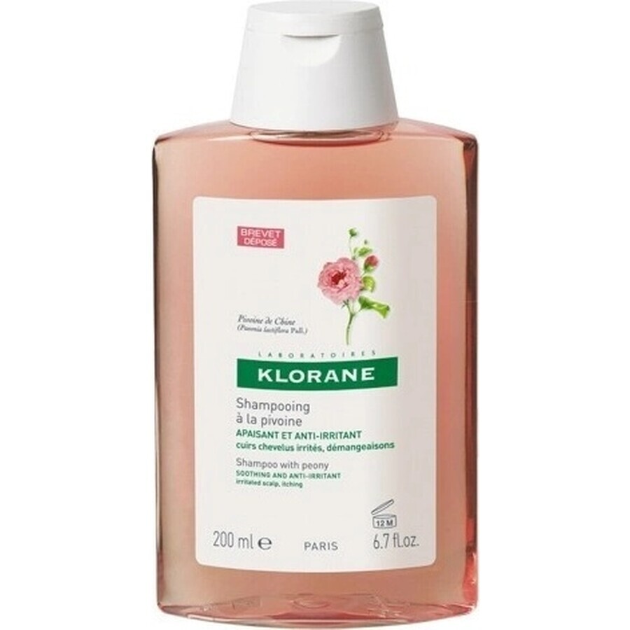 KLORANE SHAMPOO mit Bio-Pfingstrose 1×200ml, Shampoo für empfindliche und gereizte Kopfhaut