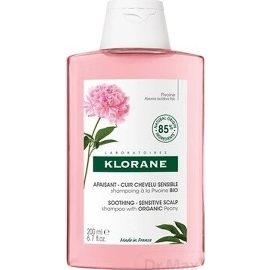 KLORANE SHAMPOO mit Bio-Pfingstrose 1×200ml, Shampoo für empfindliche und gereizte Kopfhaut