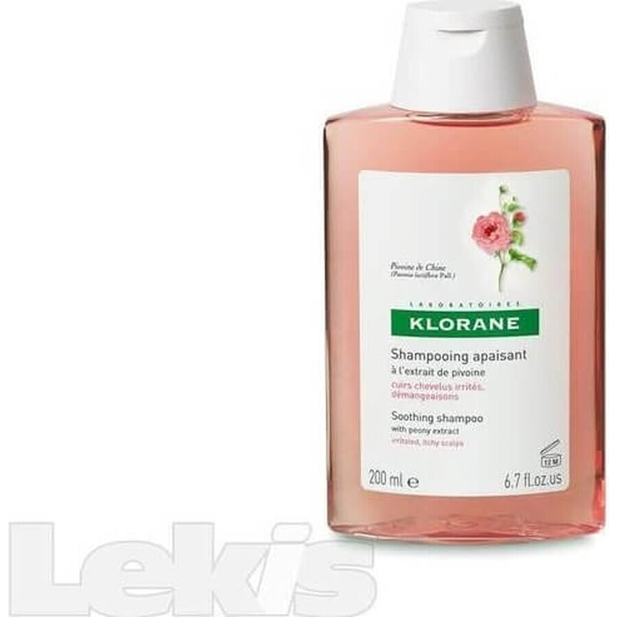 KLORANE SHAMPOO mit Bio-Pfingstrose 1×200ml, Shampoo für empfindliche und gereizte Kopfhaut