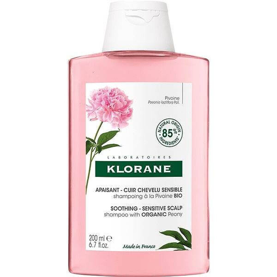 KLORANE SHAMPOO mit Bio-Pfingstrose 1×200ml, Shampoo für empfindliche und gereizte Kopfhaut