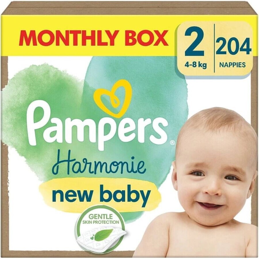 PAMPERS HARMONIE BABY DIAPERS V.2 4-8KG 204KS 1×204 buc, scutece în mărimea 2