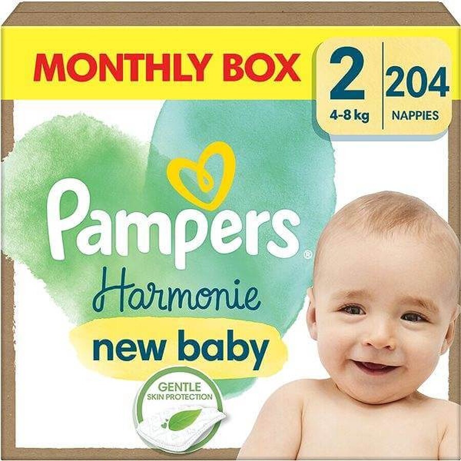 PAMPERS HARMONIE BABY DIAPERS V.2 4-8KG 204KS 1×204 buc, scutece în mărimea 2