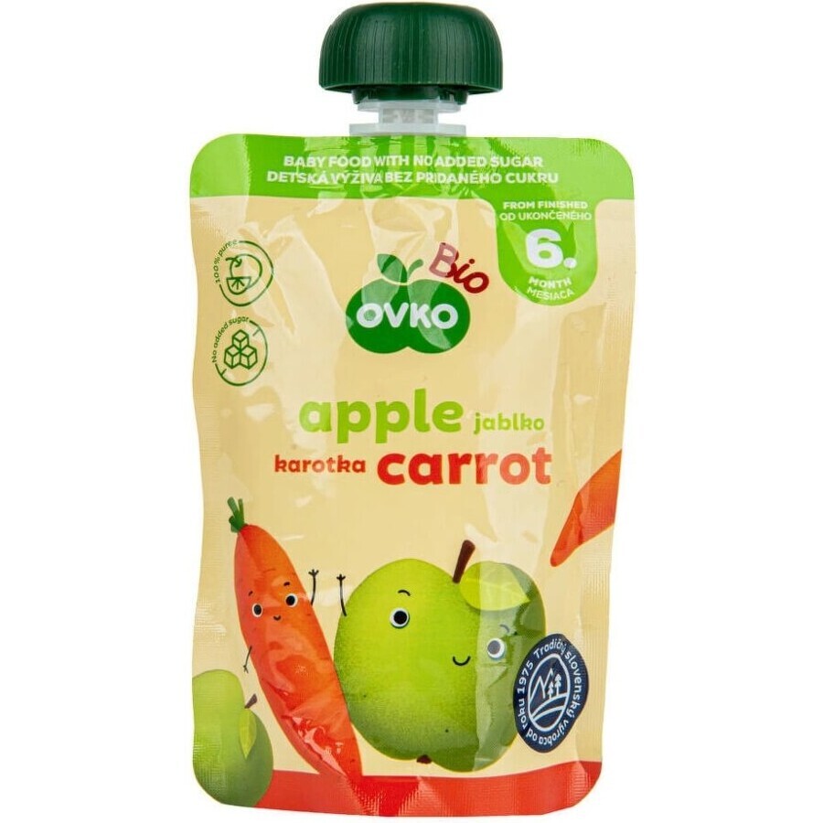 OVKO Biologische Babyvoeding Appel Wortel 1×90 g, fruitcapsule