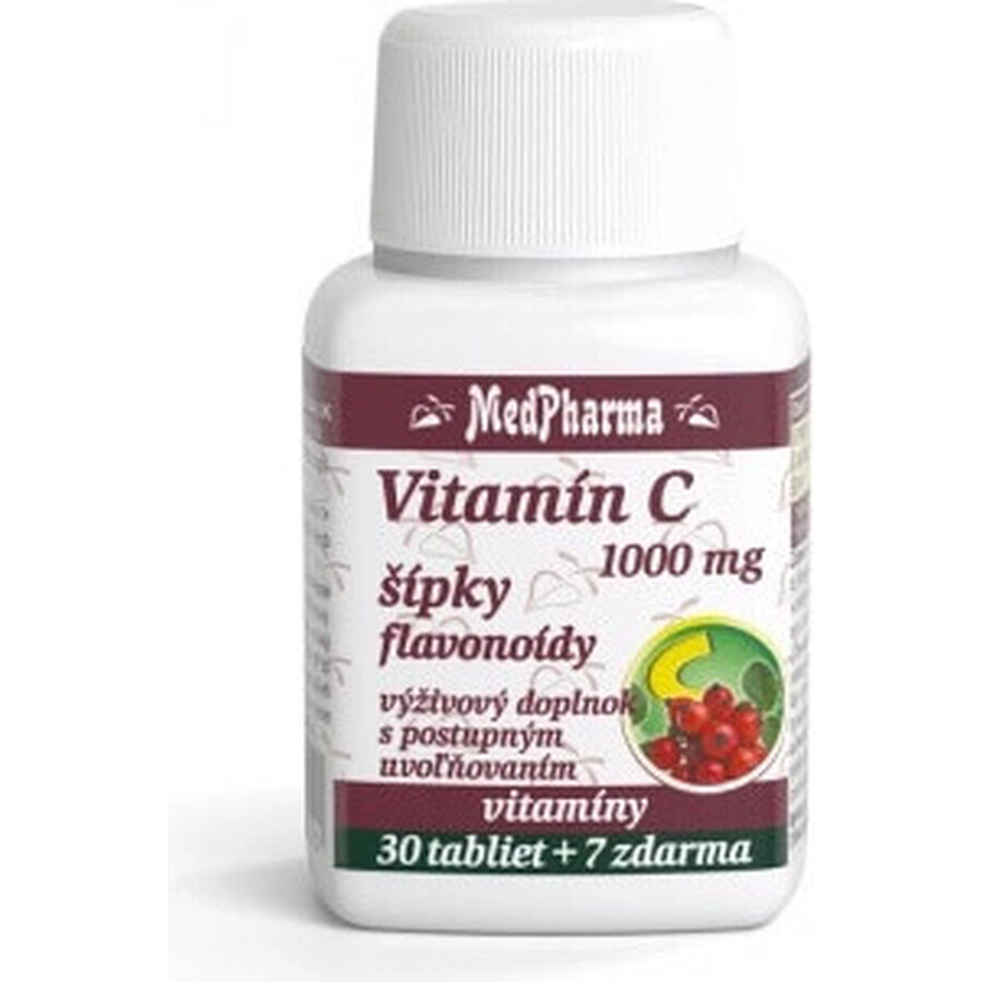 MedPharma VITAMINA C 1000 mg cu șolduri de trandafir 1×37 tbl, eliberare treptată