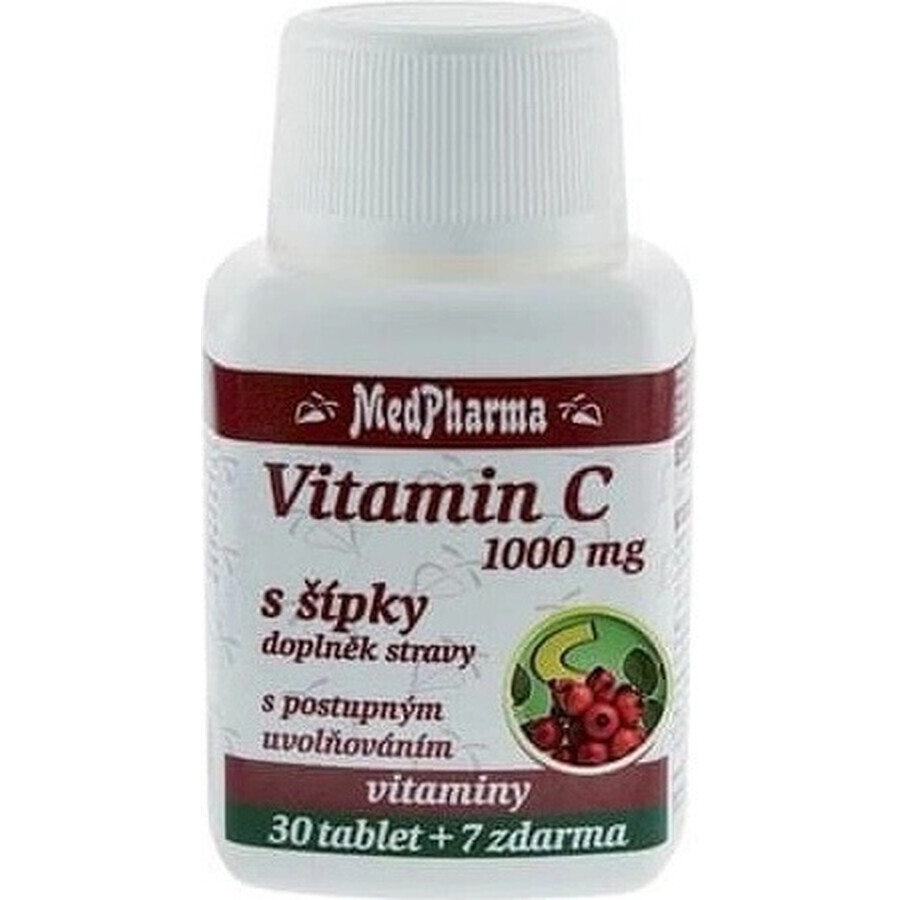 MedPharma VITAMINA C 1000 mg cu șolduri de trandafir 1×37 tbl, eliberare treptată