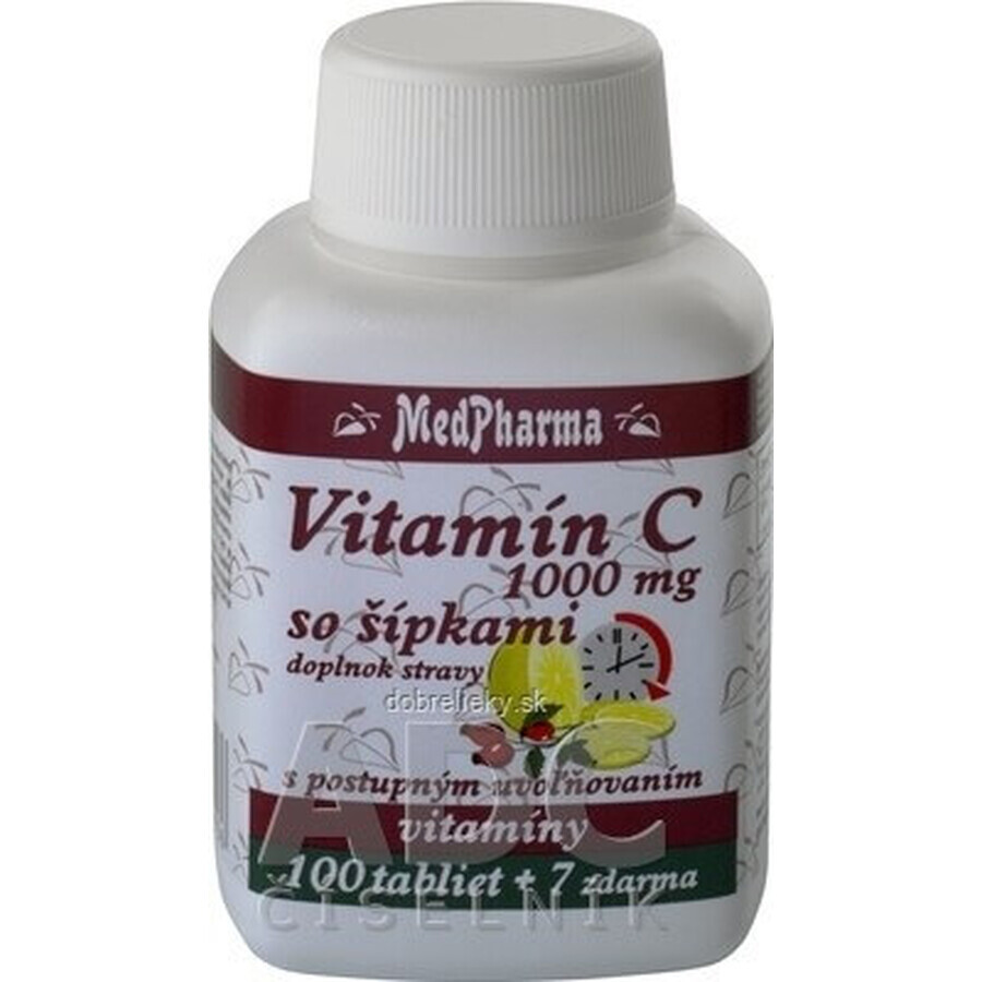 MedPharma VITAMINA C 1000 mg cu șolduri de trandafir 1×37 tbl, eliberare treptată