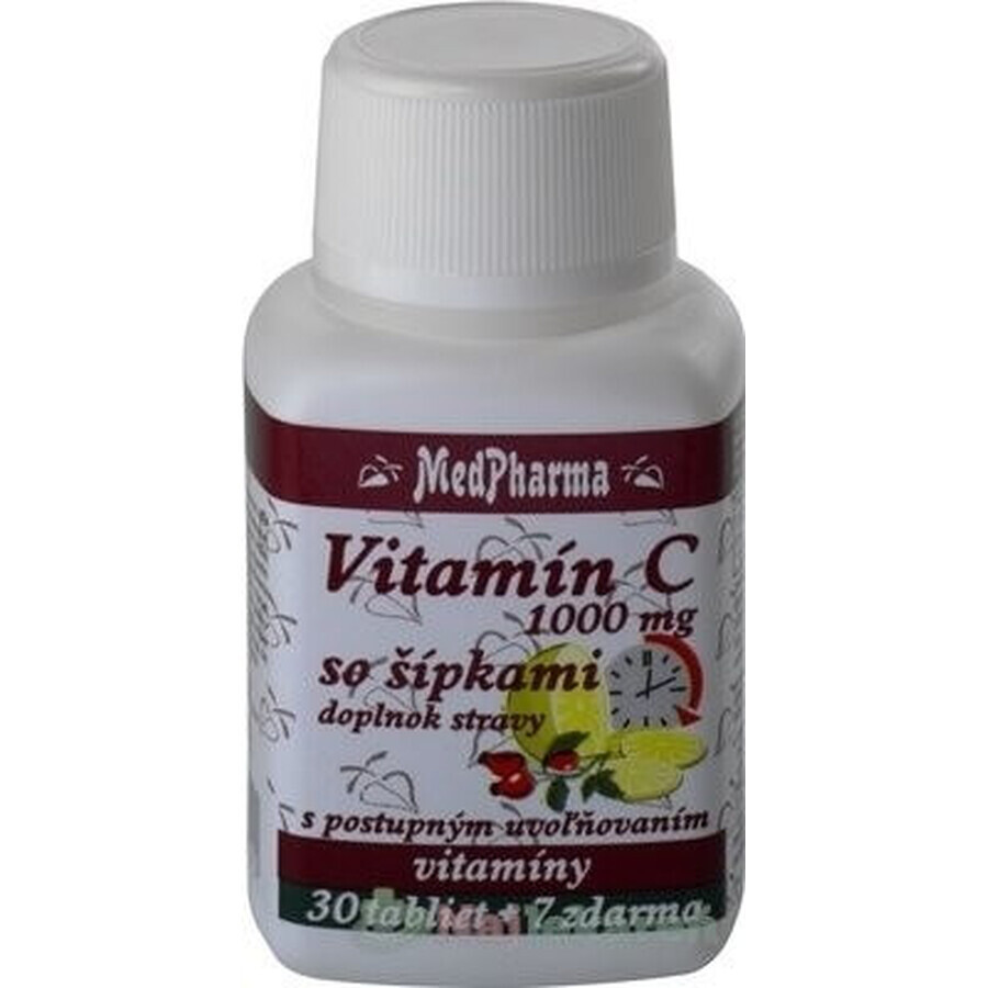 MedPharma VITAMINA C 1000 mg cu șolduri de trandafir 1×37 tbl, eliberare treptată