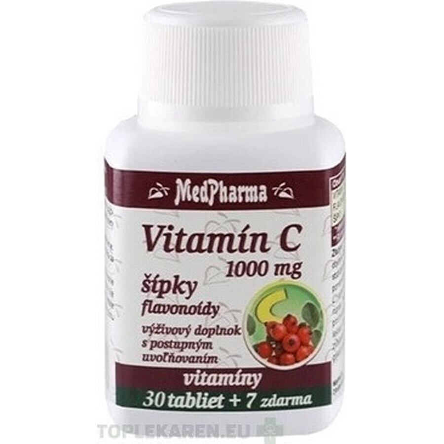 MedPharma VITAMINA C 1000 mg cu șolduri de trandafir 1×37 tbl, eliberare treptată