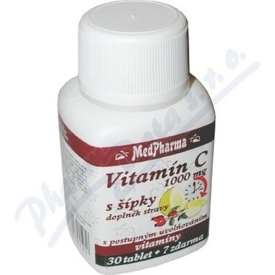 MedPharma VITAMINA C 1000 mg cu șolduri de trandafir 1×37 tbl, eliberare treptată