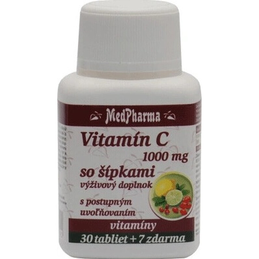 MedPharma VITAMINA C 1000 mg cu șolduri de trandafir 1×37 tbl, eliberare treptată