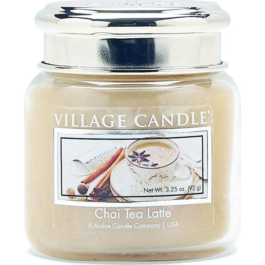 Village Candle Lumânare parfumată în sticlă - Chai Tea Latte - Ceai cu lapte și scorțișoară, mare 1×1 buc