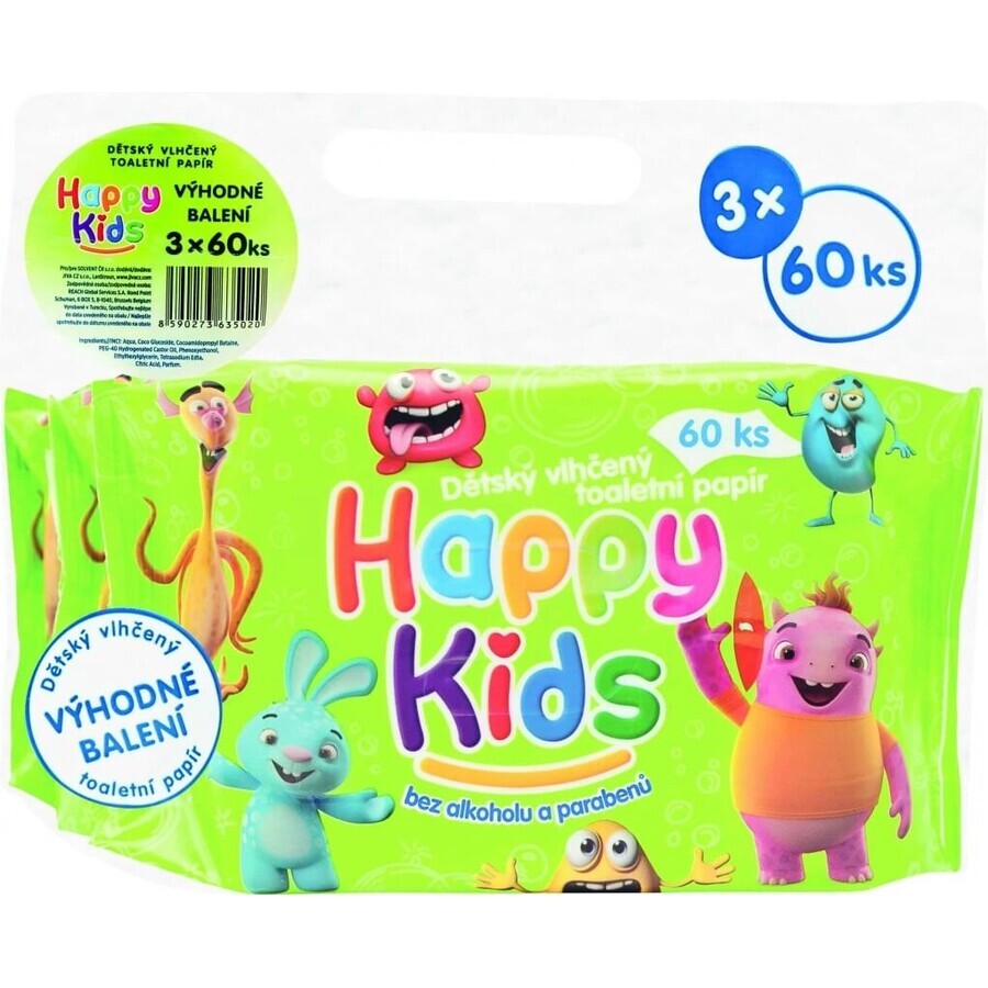 Happy Kids Kids Vlhcene Tp 3x60pcs 3×60 pcs papel higiénico