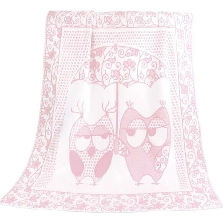 Kinderdecke NELA 1023/010 100x140cm rosa Eule 1×1 Stück, Babydecke