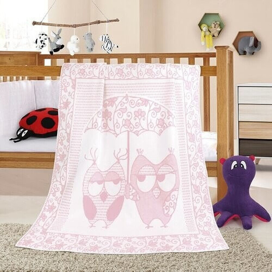 Kinderdecke NELA 1023/010 100x140cm rosa Eule 1×1 Stück, Babydecke