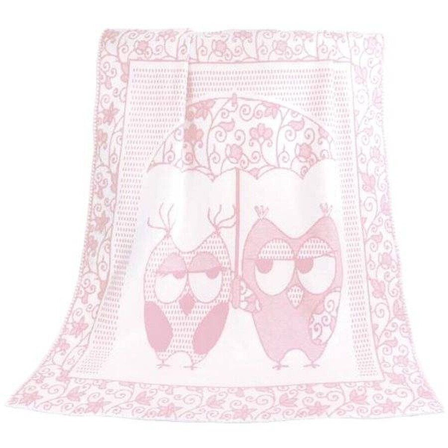 Kinderdecke NELA 1023/010 100x140cm rosa Eule 1×1 Stück, Babydecke