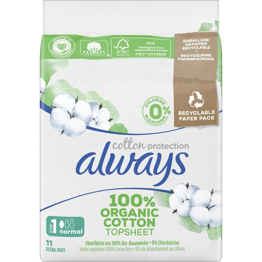 Always Cotton 11pcs Normal 1×11 buc, tampoane