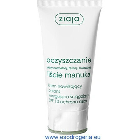 Ziaja Manuka - crème de jour normalisante pour les peaux grasses et mixtes 12+ 1×50 ml, crème de jour