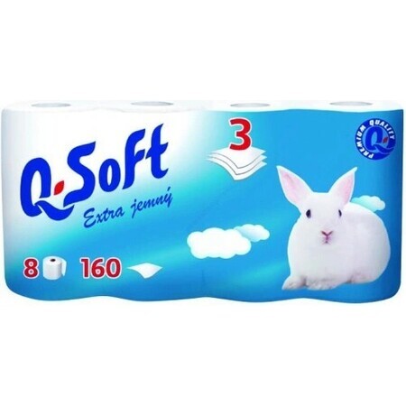 Q SOFT White Papel higiénico de 3 capas blanco 1×8 unidades, 160 unidades