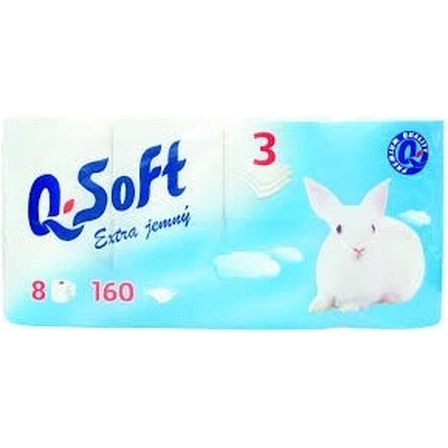 Q SOFT White Papel higiénico de 3 capas blanco 1×8 unidades, 160 unidades