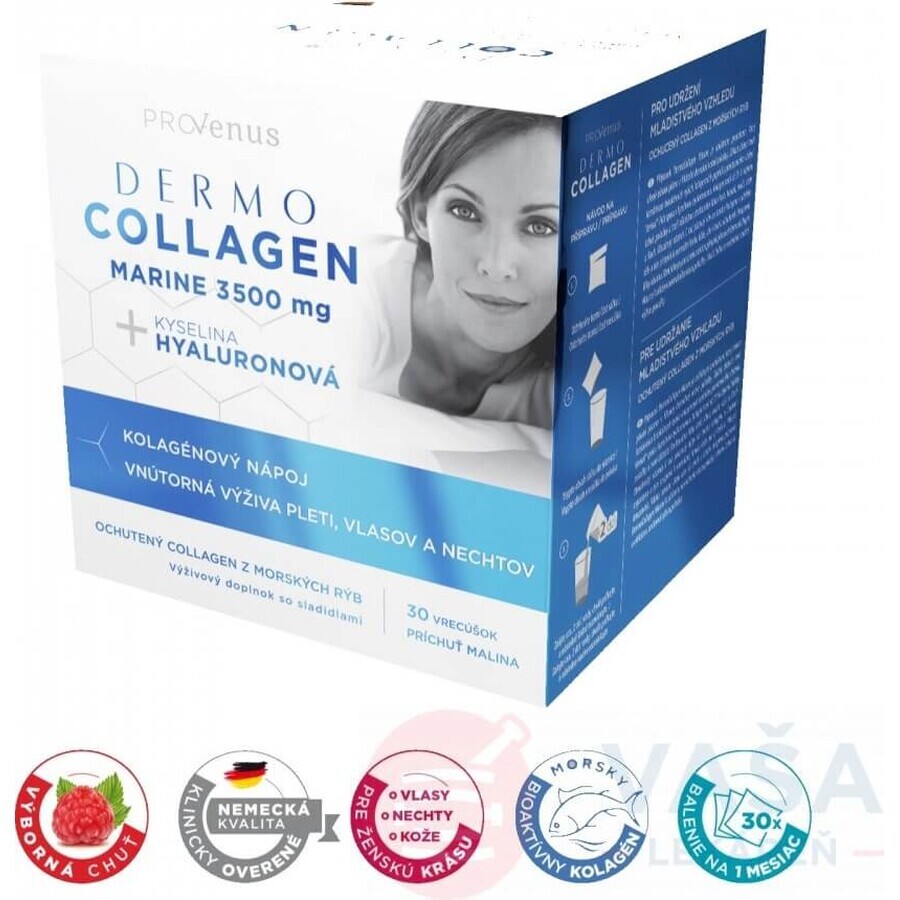 DermoCollagen Marine 3500 mg ProVenus 1×30 piezas, sabor frambuesa