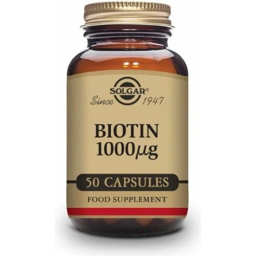 Solgar Biotin 1000 μg Für Haare und Haut 50 Kapseln 1×50 cps, Nahrungsergänzungsmittel