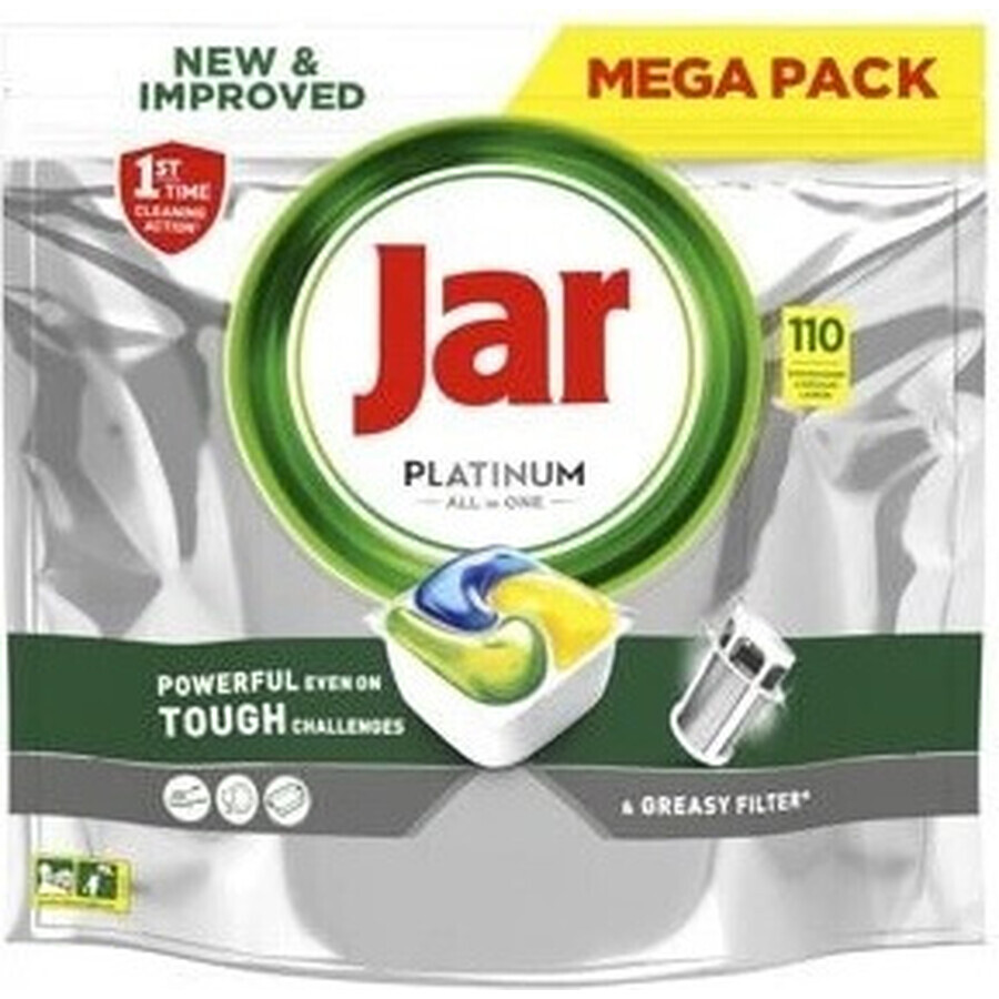 Jar Platinum All In One Dishwasher Capsules Lemon, 110 Capsules 1×110pcs, Dishwasher Capsules