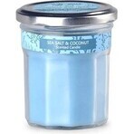 Emocio Bottiglia blu con coperchio di latta Candela profumata al sale marino e cocco 1×1 pz, dimensioni 69 x 85 mm