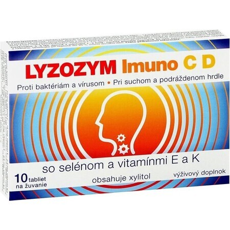 LYZOZYM Imuno C D cu seleniu și vitaminele E și K 10 tbl. pentru mestecat 1×10 tbl. pentru mestecat