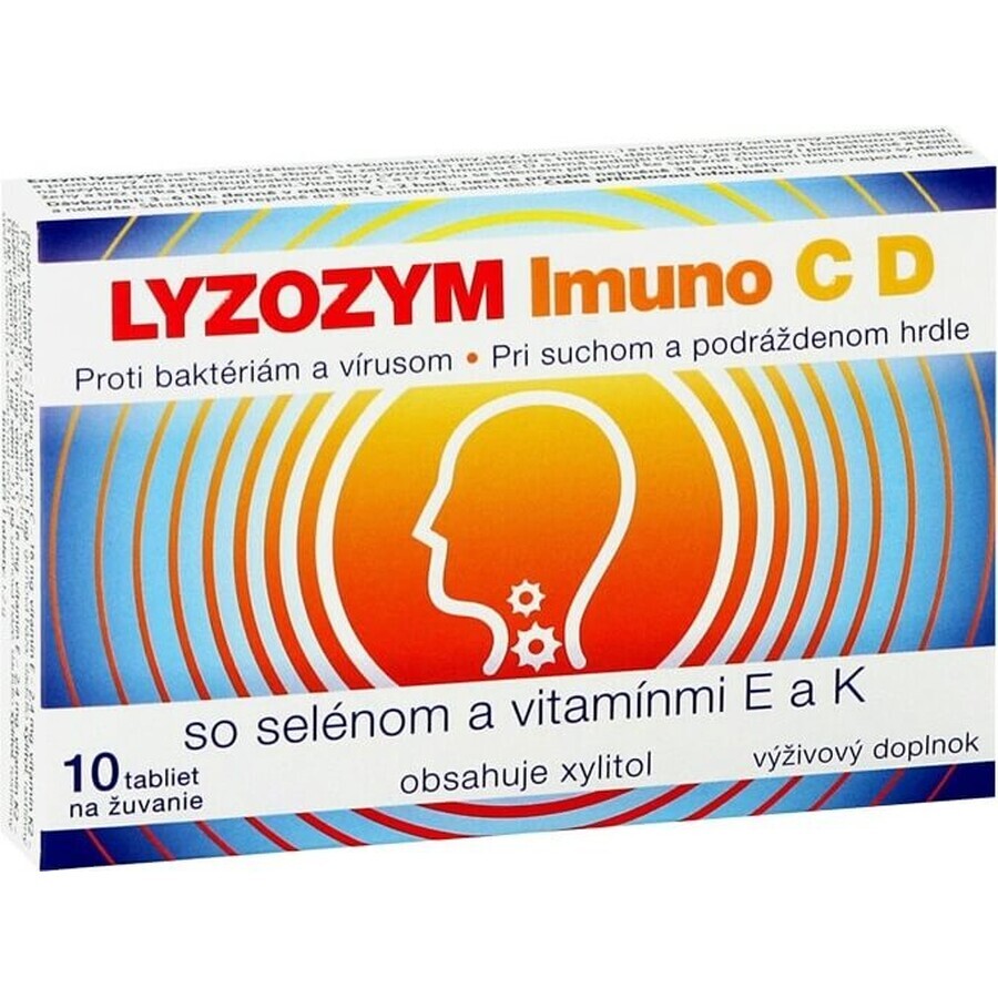 LYZOZYM Imuno C D cu seleniu și vitaminele E și K 10 tbl. pentru mestecat 1×10 tbl. pentru mestecat