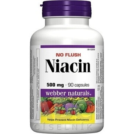 WEBBER NATURALS Niacin B3 500 mg non allergène ! 1×90 cps, complément alimentaire