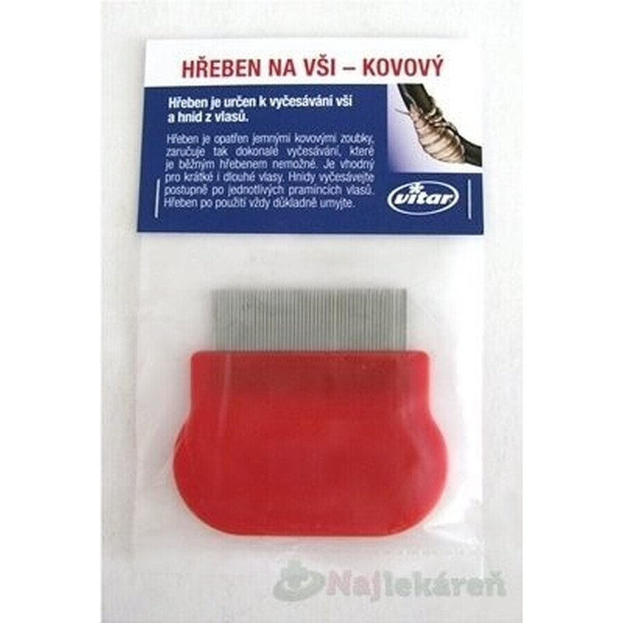 VITAR LICE COMB - METALLO 1×1 pz, per pettinare i pidocchi e i pidocchi dai capelli