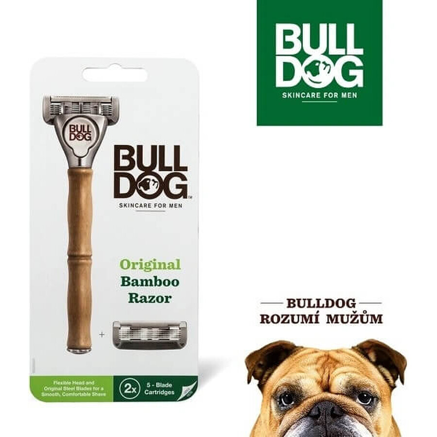 Scheermes Bulldog Original Bamboe + 2 reservekoppen Set 1×1, scheermes + 2 reservekoppen