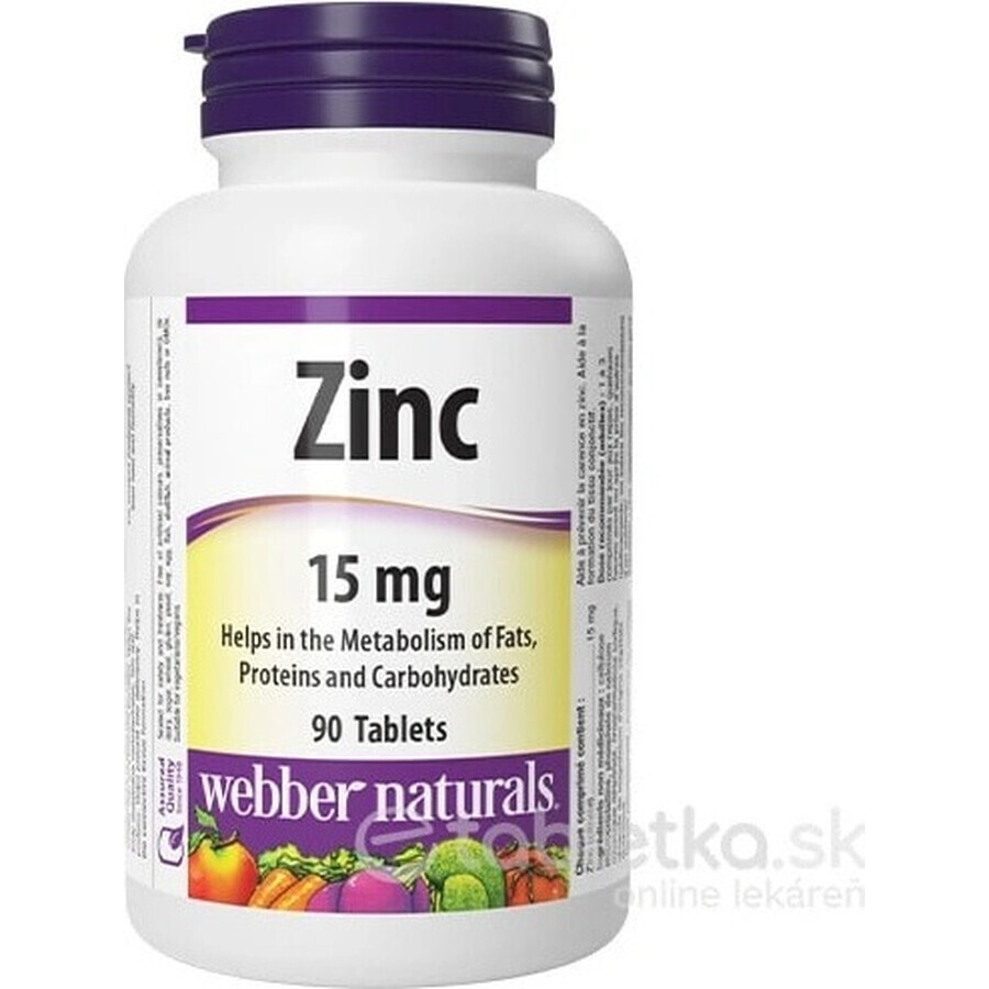 WEBBER NATURALS Zinc 15 mg 1×90 tbl, food supplement